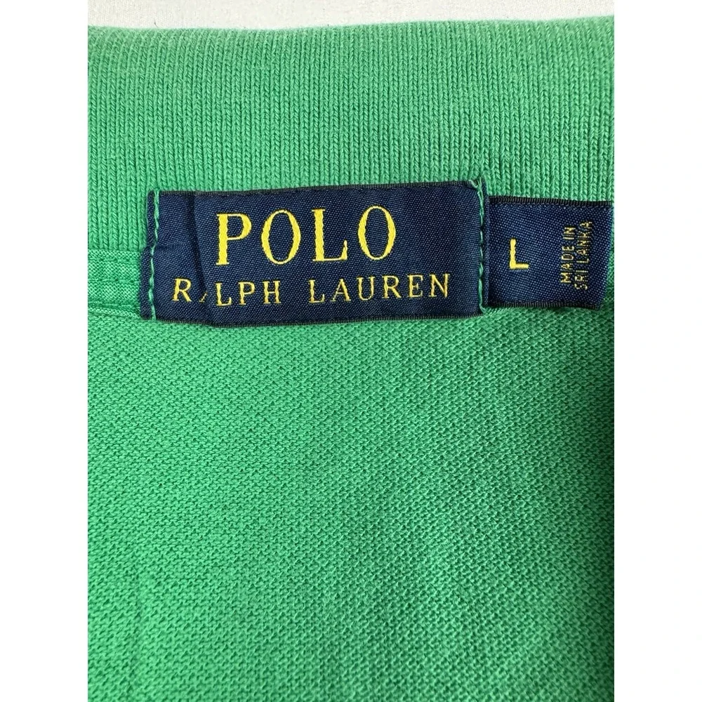 Polo Ralph Lauren Rugby Polo Shirt Mens L Green Nautical Flag Patch Y2K Cotto